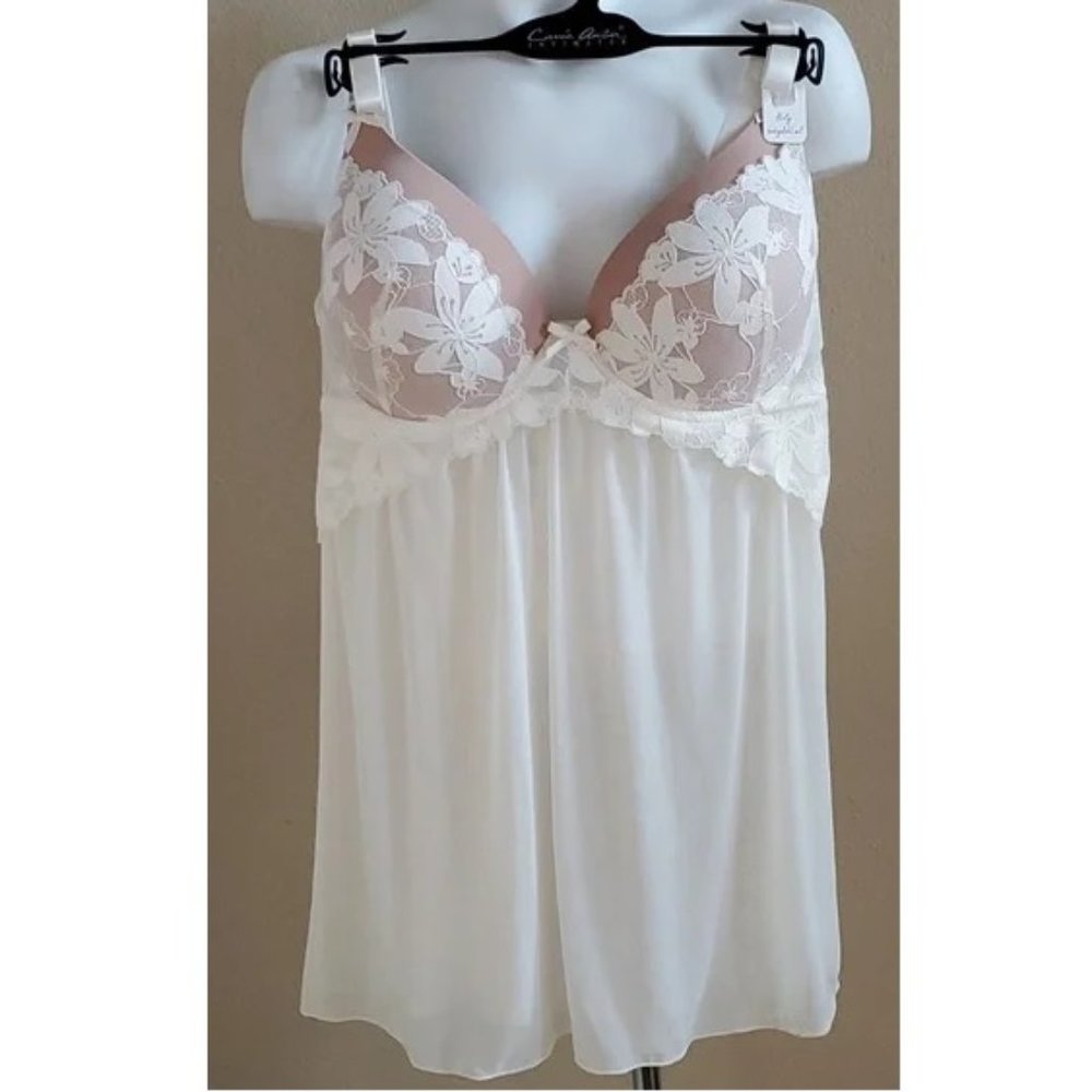 Carrie Amber Intimates Lace Sheer Babydoll & Thong Panties Set Size  S M XL NWT